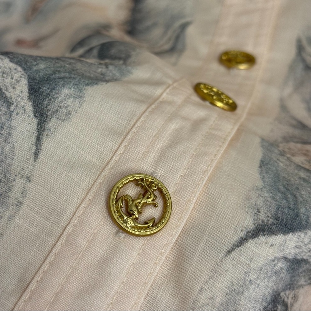 Zimmermann Beige and Gray Patterned Short Sleeve Top - Picture 7 of 9